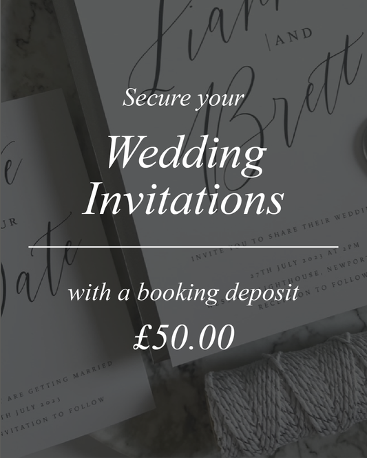Wedding invitation booking deposit